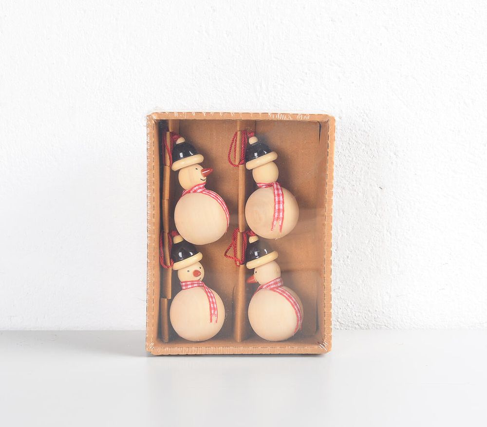 Turned Wood Christmas tree ornaments (Set of 4) - anydaydirect