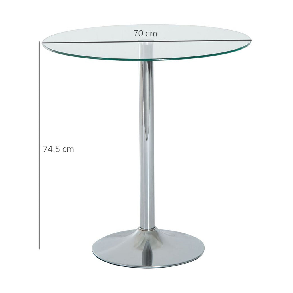HOMCOM Round Dining Table Bistro Pub Counter w/ Tempered Glass Top for Kitchen - anydaydirect