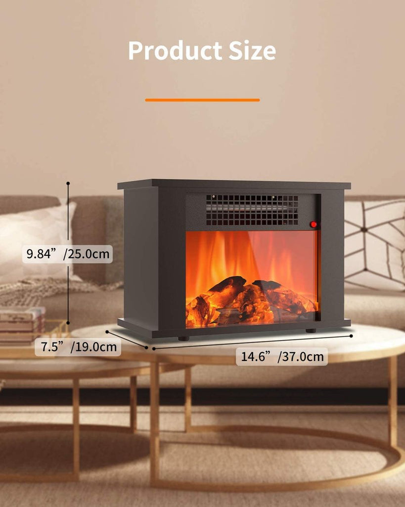 Mini Desktop Electric Fireplace Portable Space Heater Fireplace Freestanding with Flame Effect and Overheating/Tip-Over Protection, 1000W(3400BTU) & Office Use & Home Use - anydaydirect