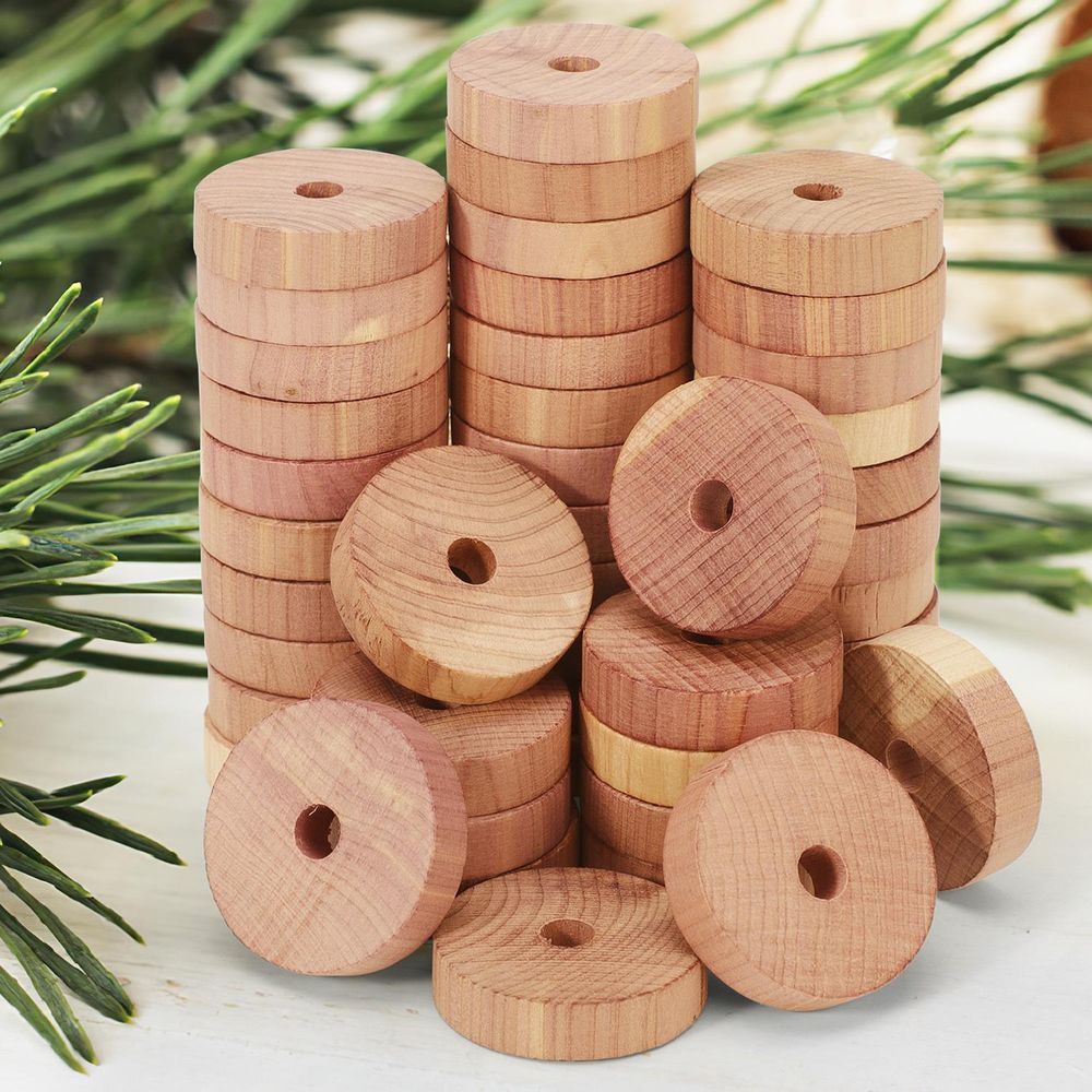 45 pack 100% Natural Cedar Wood Rings Moth Repellent for Clothes - anydaydirect
