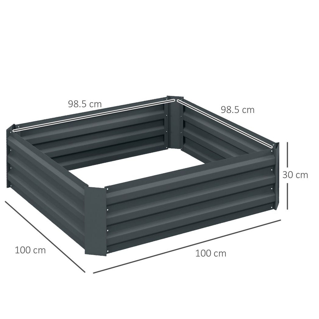 Outsunny Set of 2 Raised Garden Bed Galvanised Planter Box Easy Setup Dark Grey - anydaydirect