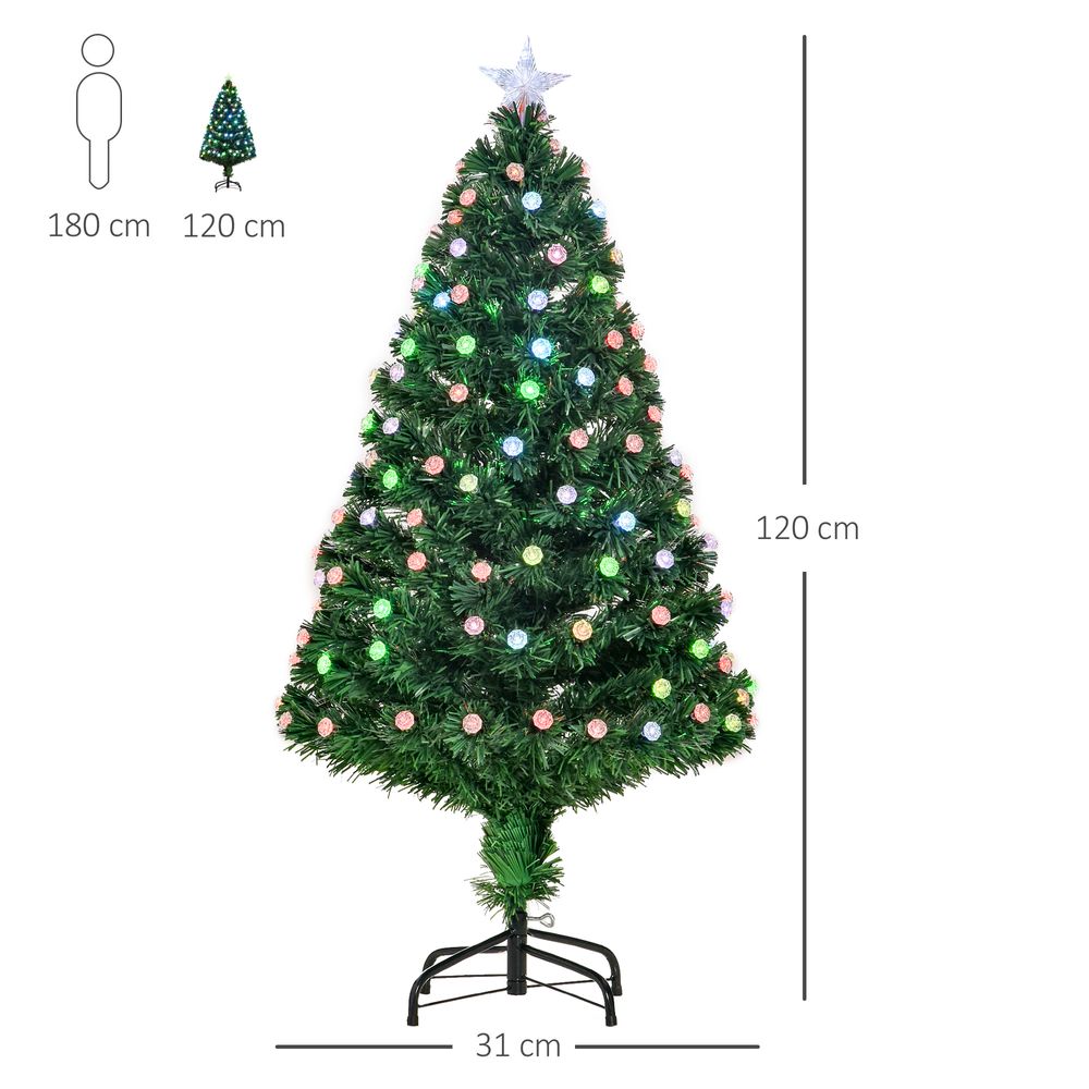 4FT PreLit Artificial Christmas Tree Fibre Optic Deco LED Light Xmas Deco Green - anydaydirect