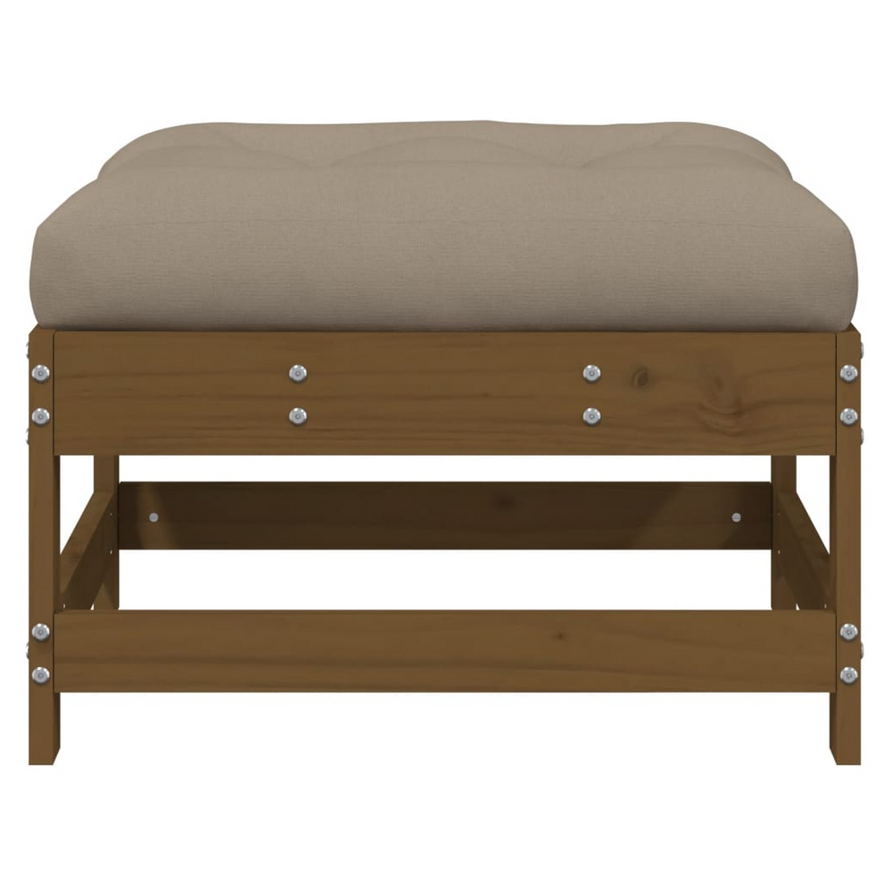 vidaXL Garden Footstool with Cushion Honey Brown Solid Wood Pine - anydaydirect