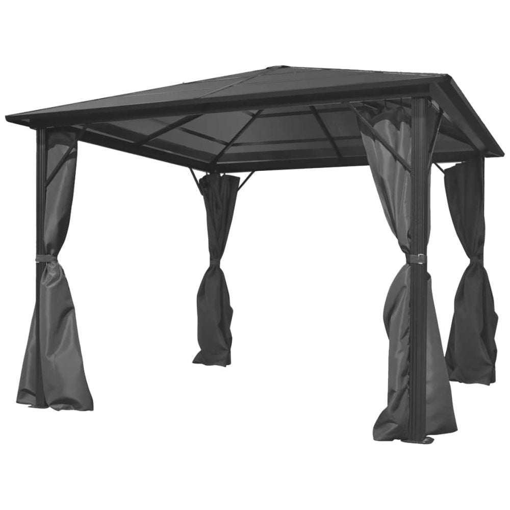 Gazebo with Curtain Anthracite Aluminium 300x300 cm - anydaydirect