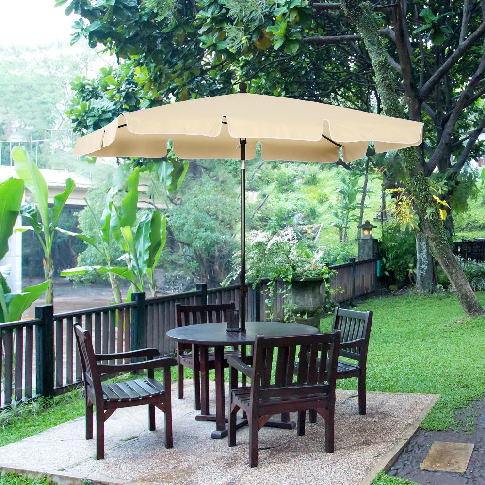Aluminium Sun Parasol Garden Tilting Umbrellas Patio Rectangular, 2x1.25m, Beige - anydaydirect