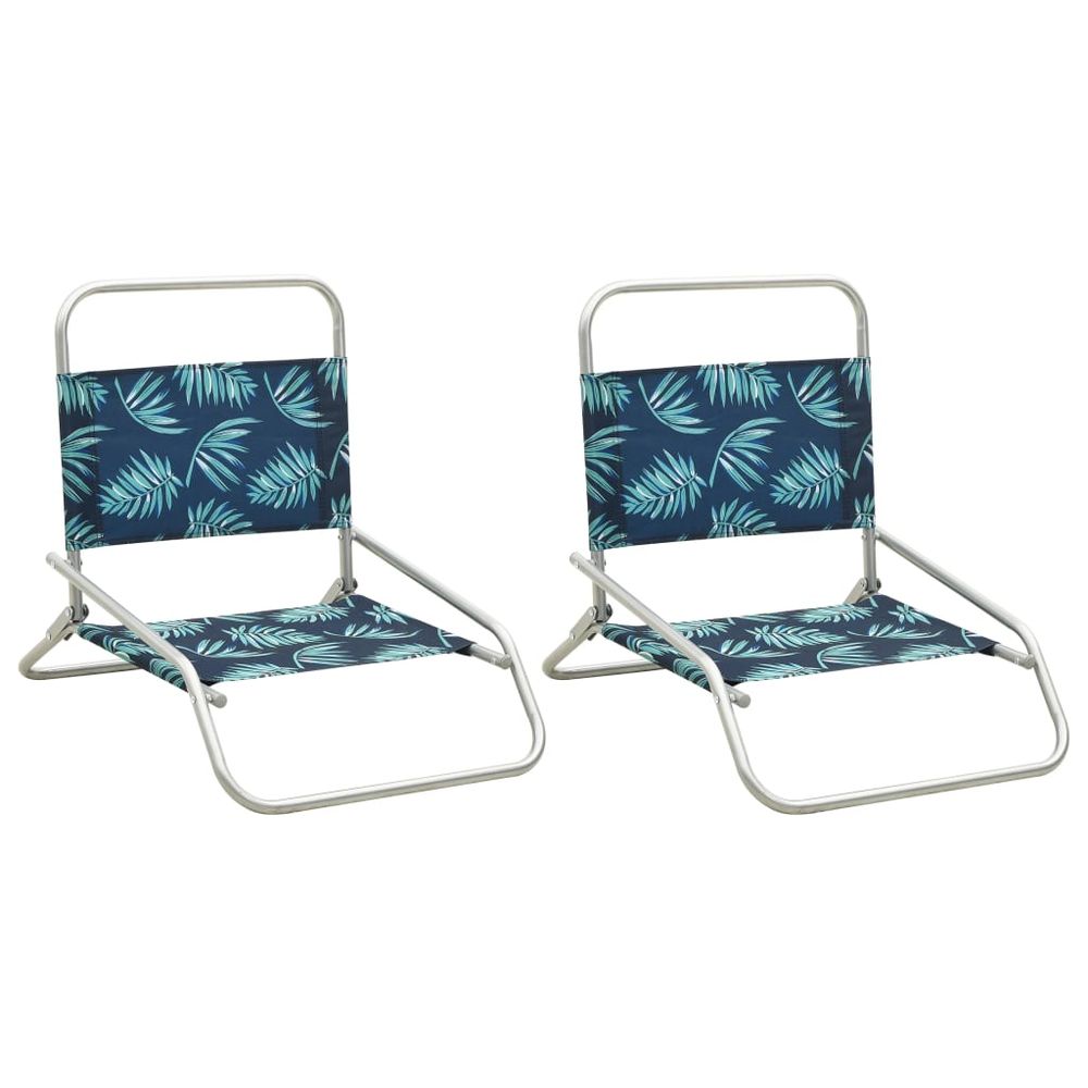 Folding Beach Chairs 2 pcs Blue Fabric - anydaydirect