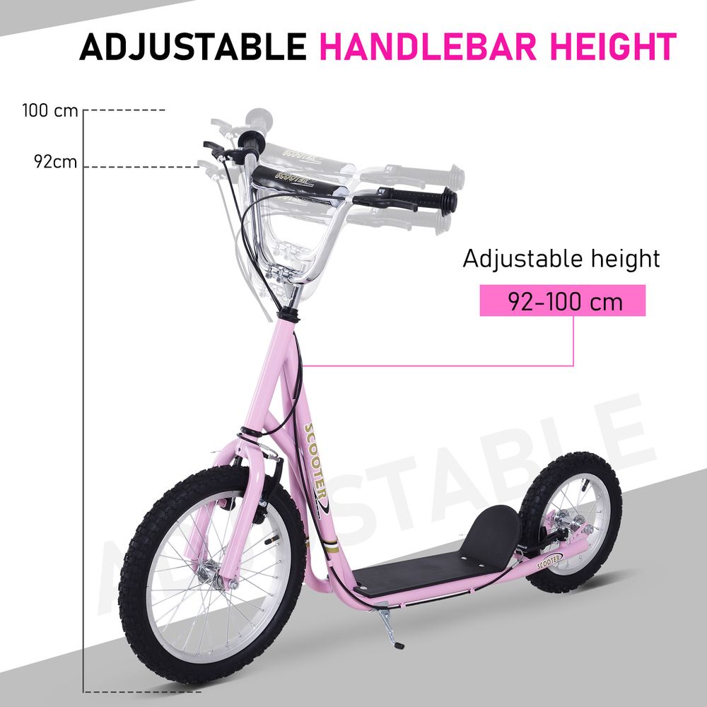 Teen Scooter Adjustable Height Dual Brakes Rubber Wheels Kickstand HOMCOM - anydaydirect