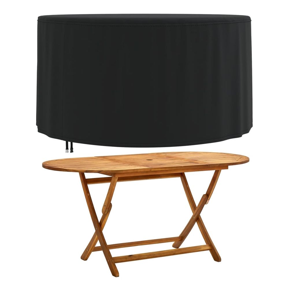 vidaXL Garden Furniture Cover Round Black Ø 157x71 cm 420D Oxford - anydaydirect