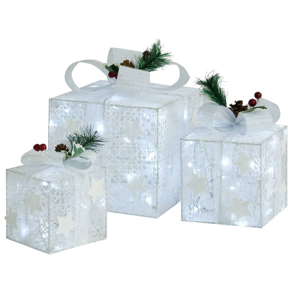 Decorative Christmas Gift Boxes 3 pcs Silver & Red Outdoor Indoor - anydaydirect