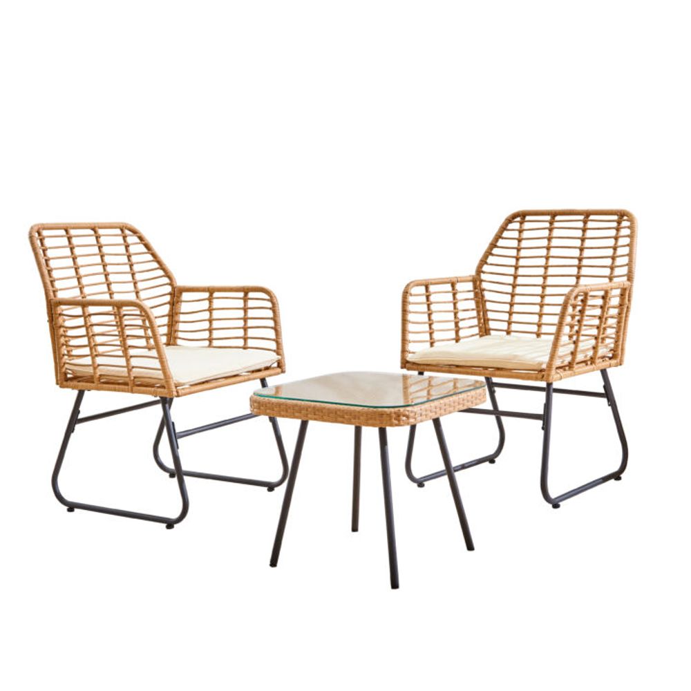 Neo 3 Piece Bamboo Style Garden Table & Chairs Bistro Set - anydaydirect