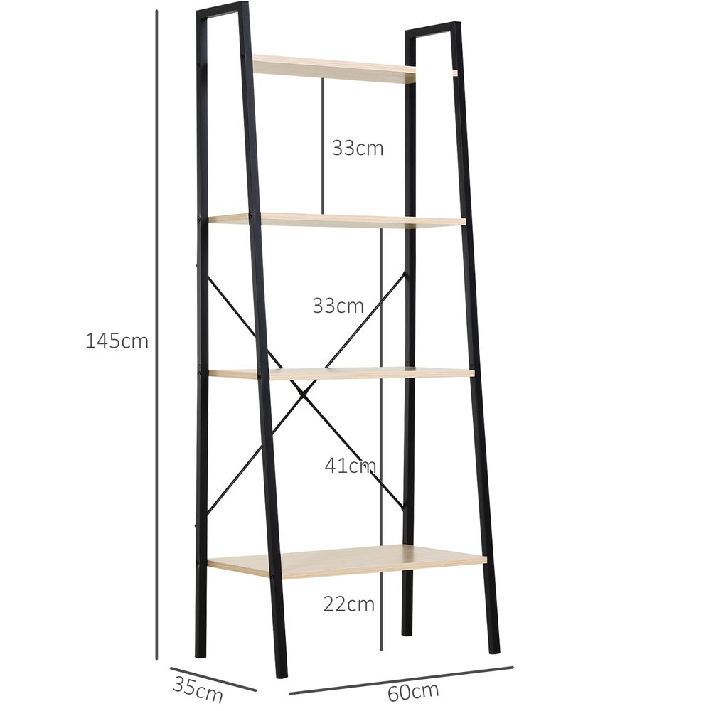 4-Tier Minimalistic Ladder Shelf Unit Steel Frame Home Display Storage - anydaydirect
