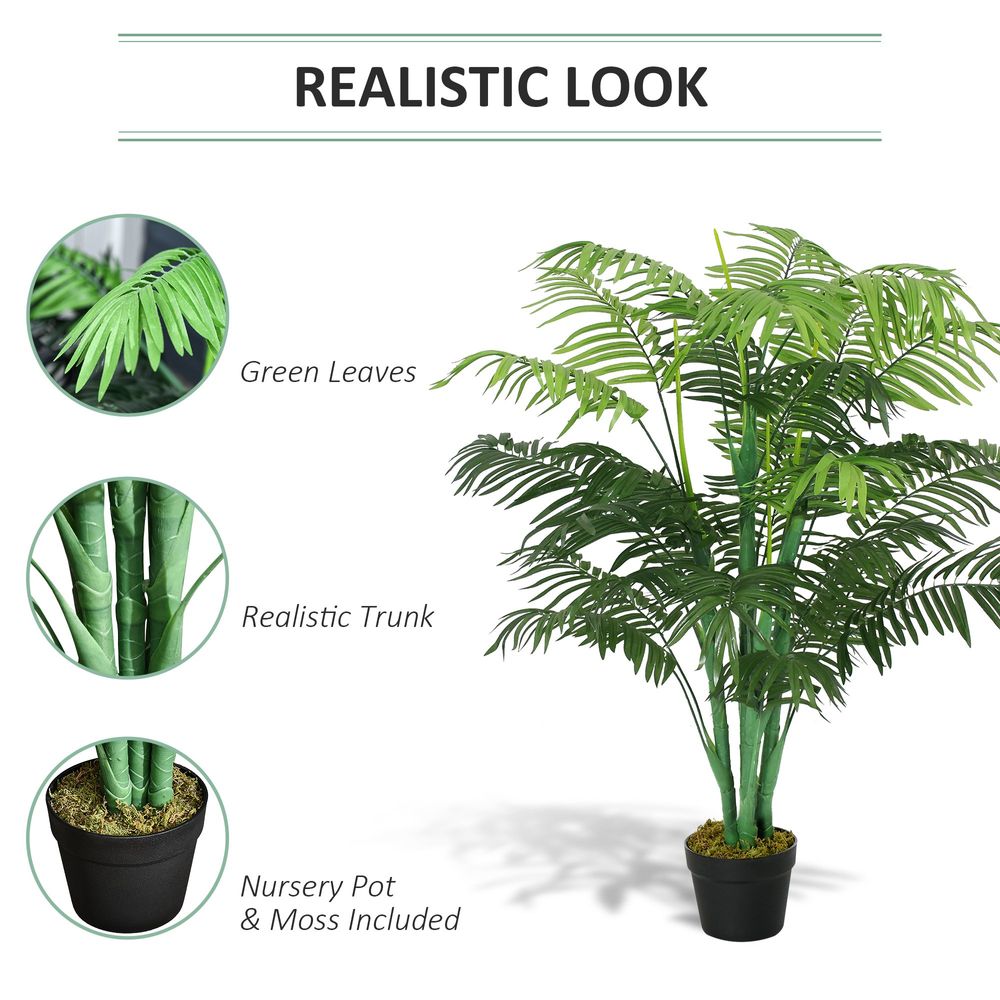 Artificial Palm Tree 18 Leaves with Nursery Pot, Fake Tropical Tree 125cm - anydaydirect