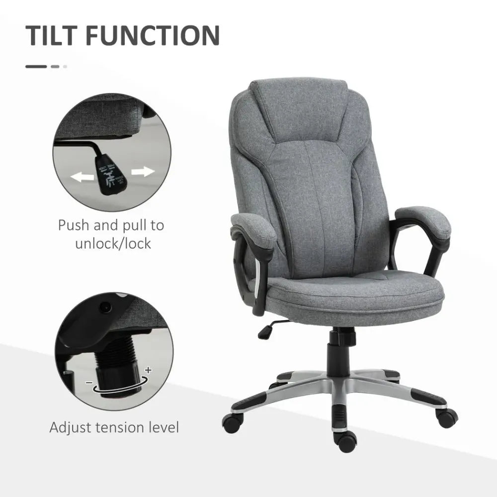 High Back Home Office Chair Height Adjustable Computer Chair w/ Armrests, Grey - anydaydirect