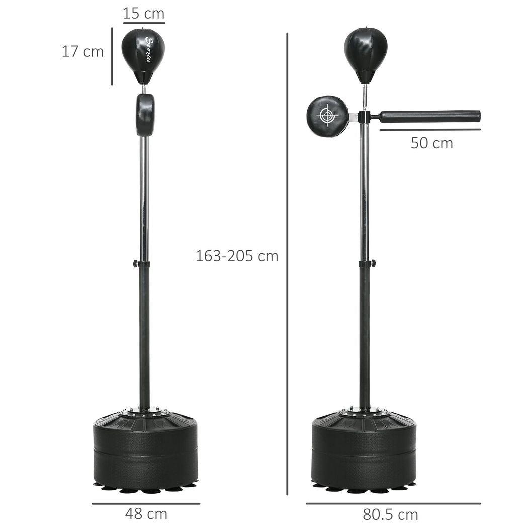SPORTNOW Adjustable Speed Bag, Boxing Bag with Stand, Reflex Bar, Black - anydaydirect