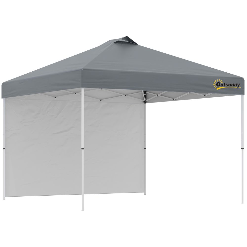 3x(3)M Pop Up Gazebo Canopy Tent w/ 1 Sidewall Carrying Bag Grey Outsunny - anydaydirect