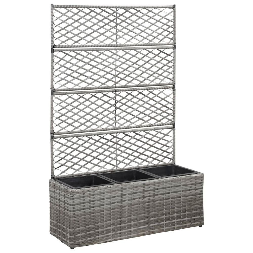 Trellis Raised Bed with 1 Pot 30x30x107 cm Poly Rattan Black - anydaydirect