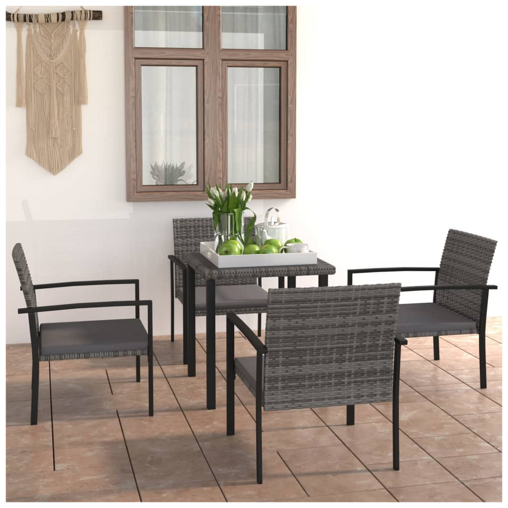5 Piece Outdoor Dining Set Poly Rattan Grey - anydaydirect