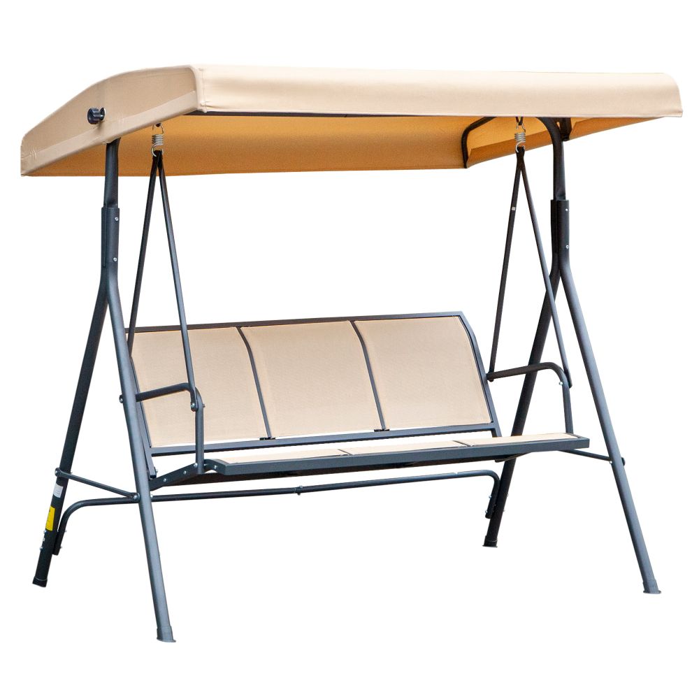 3 Seater Swing Chair Canopy Replacement Steel Frame - Beige - anydaydirect