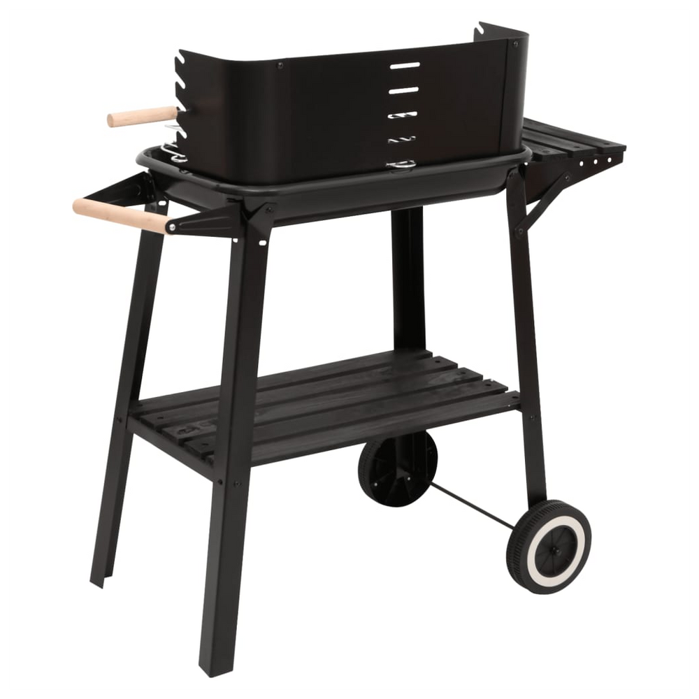 Charcoal BBQ Grill with Wheels Black Steel - anydaydirect