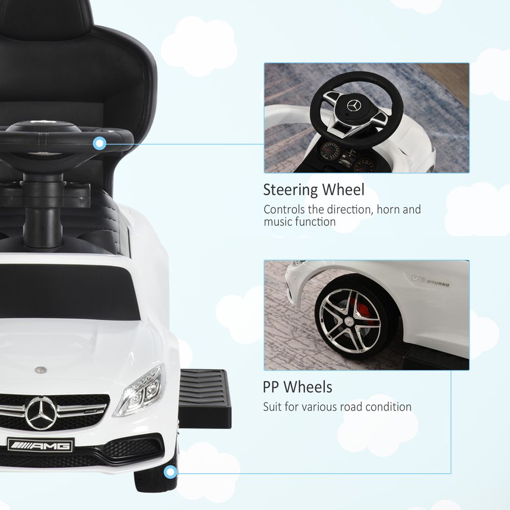 Mercedes-Benz Licensed Ride-On Pushcar w/ Storage Handle Horn White HOMCOM - anydaydirect