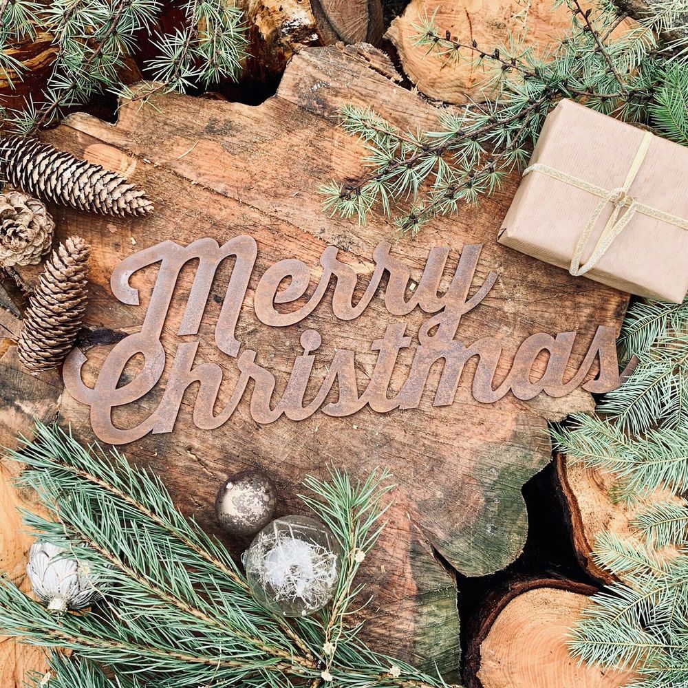 Rustic Rusty MERRY CHRISTMAS Plaque Sign Metal - anydaydirect