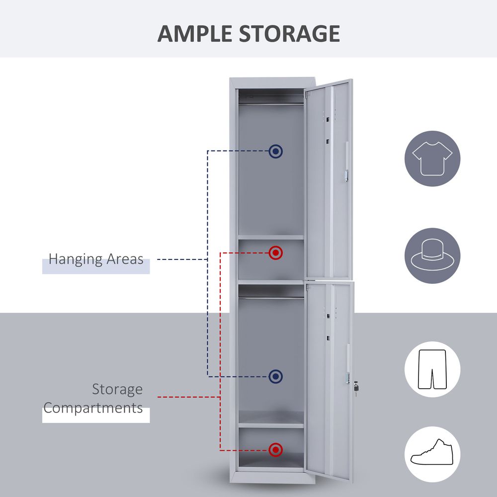 1.8m Locker Office Cabinet Storage Cold Rolled Steel  Storage Shelves Vinsetto - anydaydirect