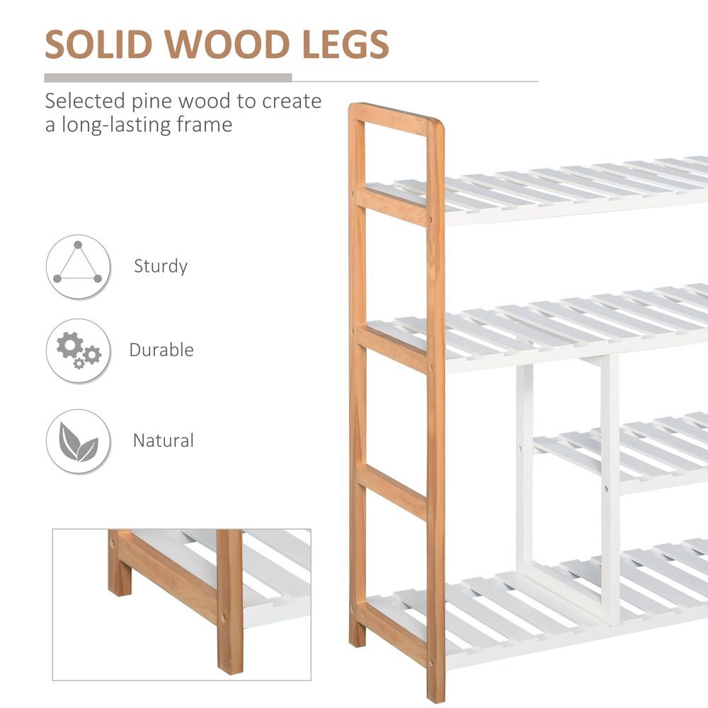 4-Tier Shoe Rack Simple Home Storage  Wood Frame Boot Compartment Home - anydaydirect
