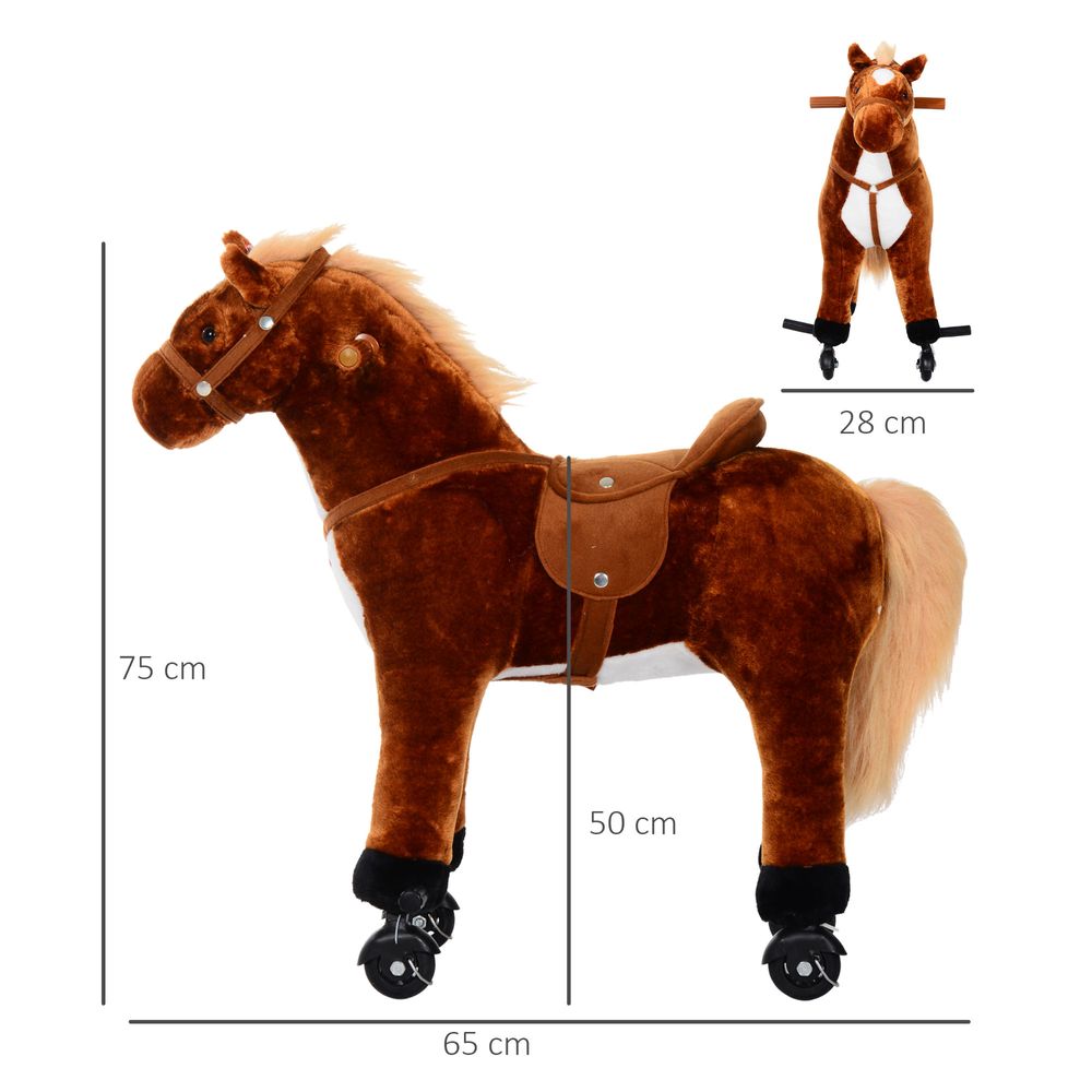 Child Boys Walking Horse Riding Toy Plush Walk Pony Wheels Sound - anydaydirect