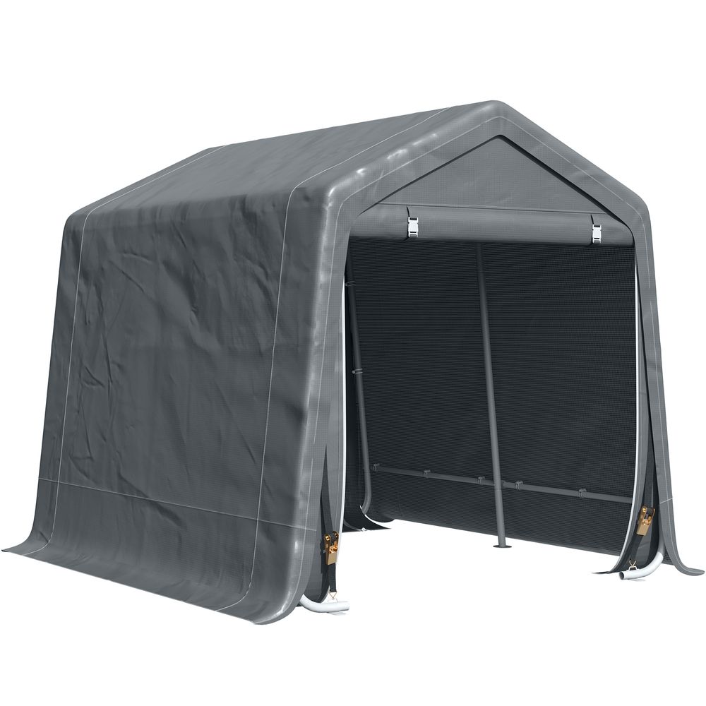 Storage Tent, Heavy Duty Metal Frame 2.8x2.4x2.4m, Dark Grey - anydaydirect
