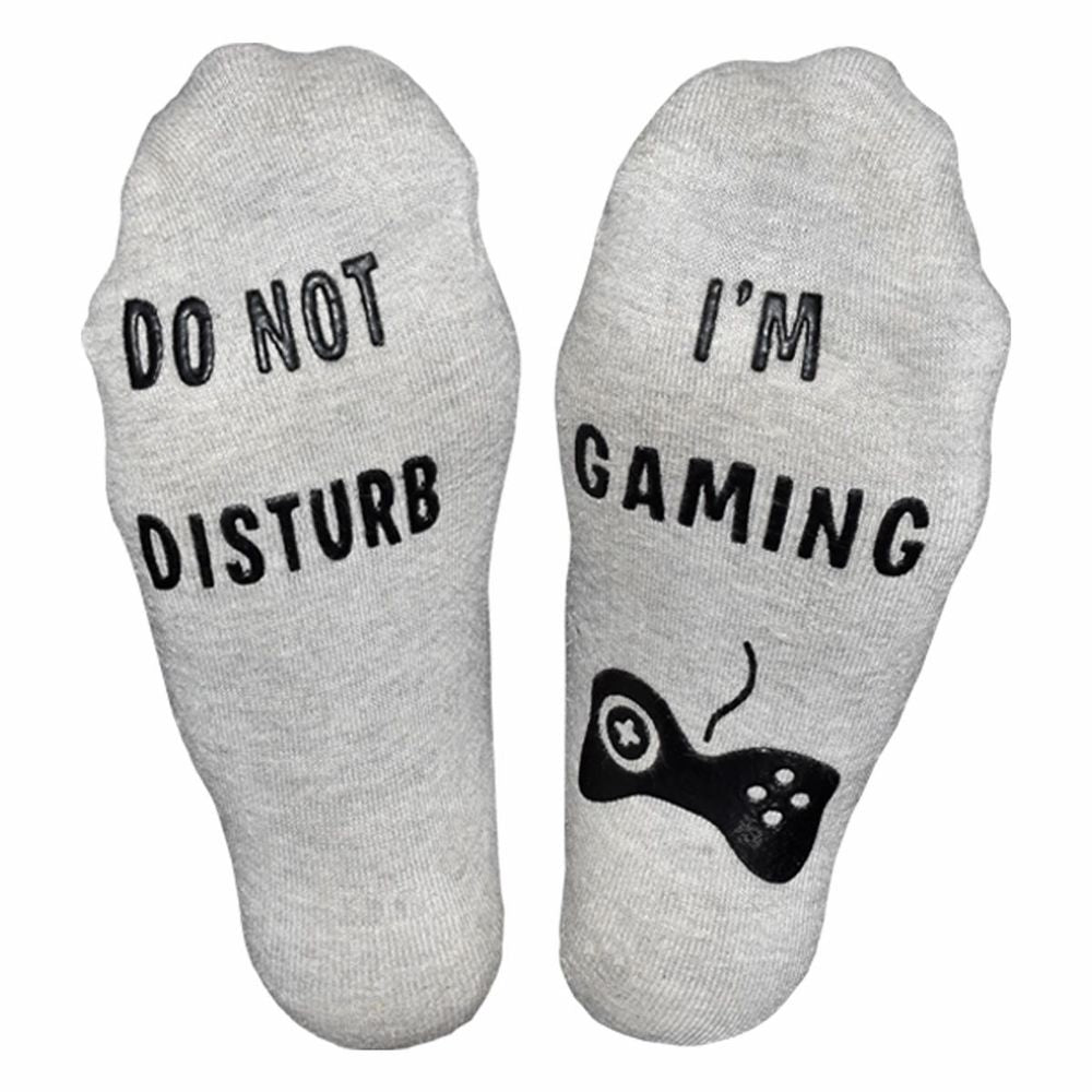 Do Not Disturb, I'm Gaming' Funny Ankle Gamer Socks , Black, White, Grey & Blue - anydaydirect