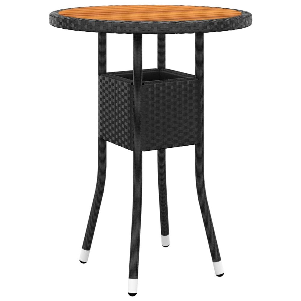 Garden Table Ø60x75 cm Acacia Wood and Poly Rattan Black - anydaydirect