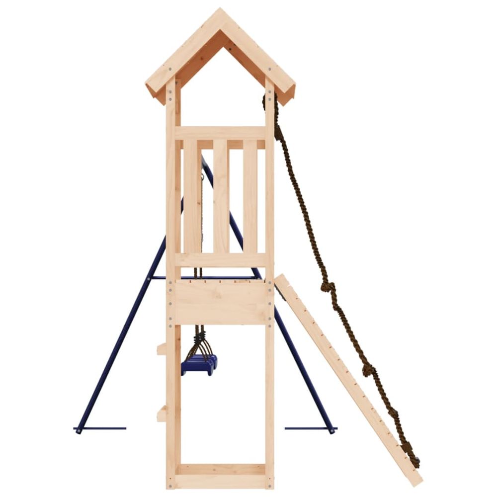 Playhouse with Climbing Wall Swings Solid Wood Pine - anydaydirect
