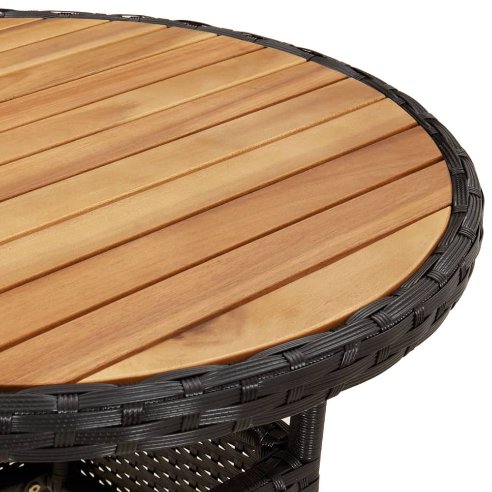 Garden Table Ø60x75 cm Acacia Wood and Poly Rattan Black - anydaydirect