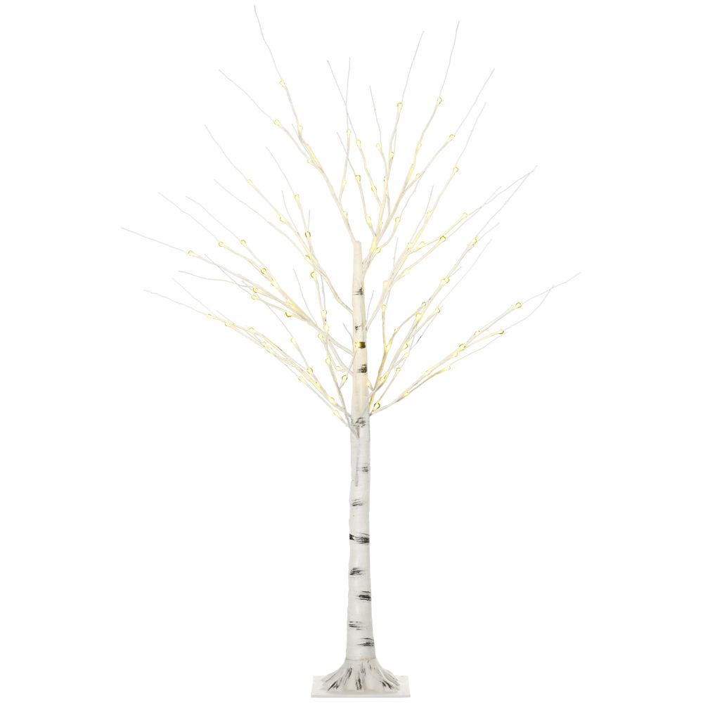 5ft Artificial White Birch Tree Light  96 Warm White Pre-Lit LED Light - anydaydirect