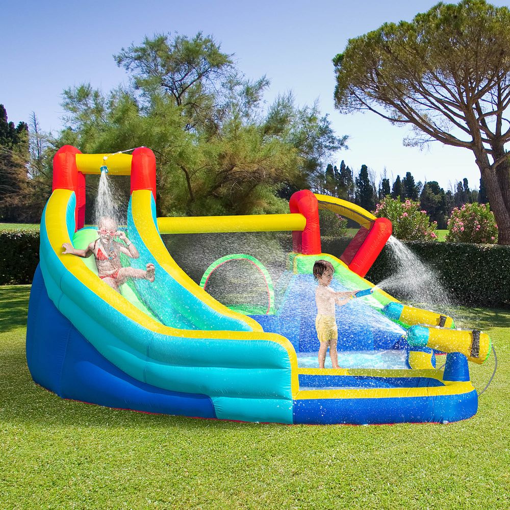 5 in 1 Kids Bouncy Castle with Slide Pool Inflatable House Inflator - anydaydirect