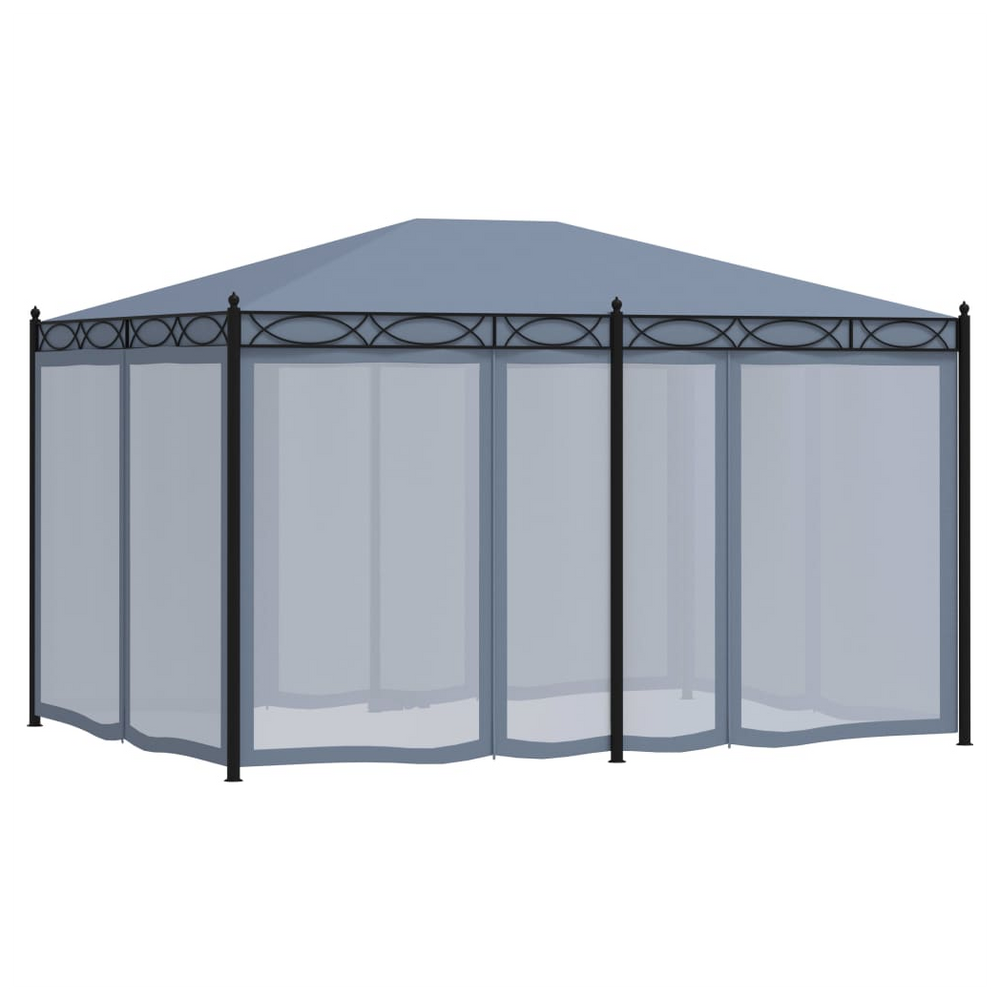 Gazebo with Mesh Screens 3x4 m Anthracite Steel - anydaydirect