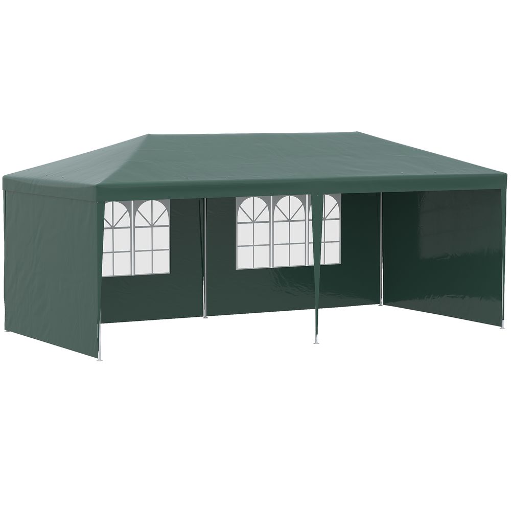 Outsunny 6m x 3m Garden Gazebo Marquee Canopy Party Tent Canopy Patio Green - anydaydirect