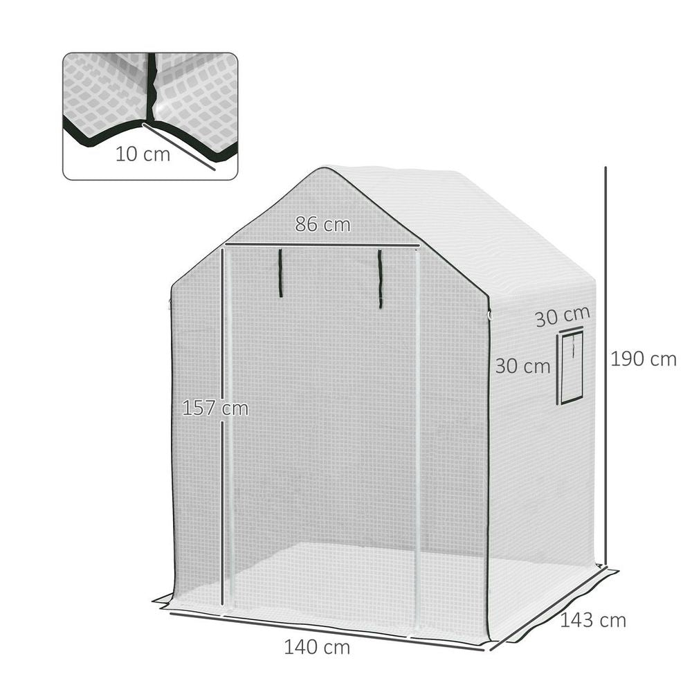 Outsunny Walk-in Greenhouse Cover Replacement with Door and Mesh Windows, White - anydaydirect