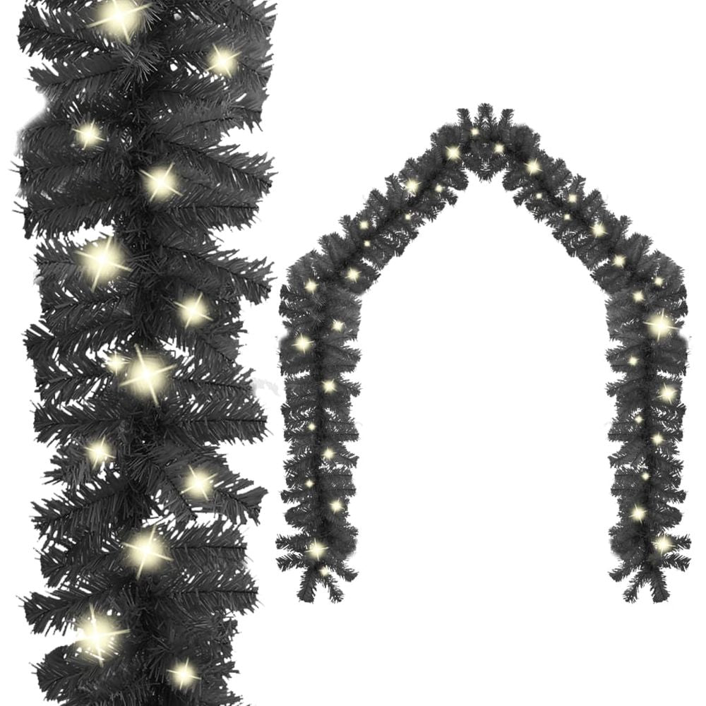 Christmas Garland with LED Lights 5 m Black - anydaydirect