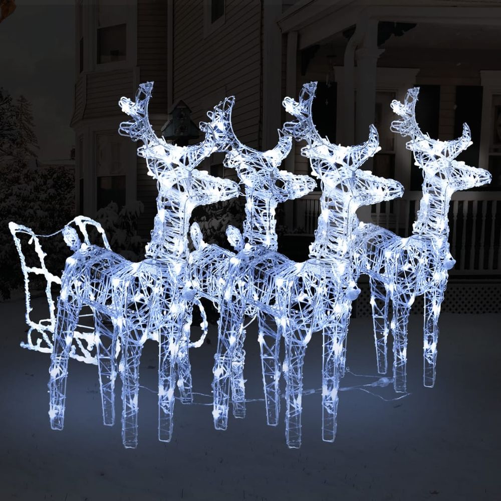 Reindeers & Sleigh Christmas Decoration 240 LEDs Acrylic - anydaydirect