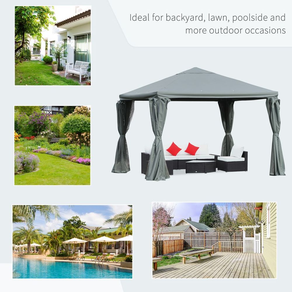 3(m) Outdoor Gazebo Canopy Party Tent Aluminum Frame with Sidewalls - anydaydirect