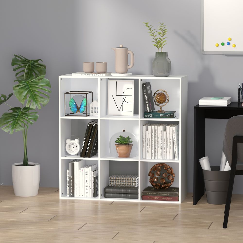 9 Cube Storage Cabinet Bookcase Bookshelf Home Office Shelf, White - anydaydirect