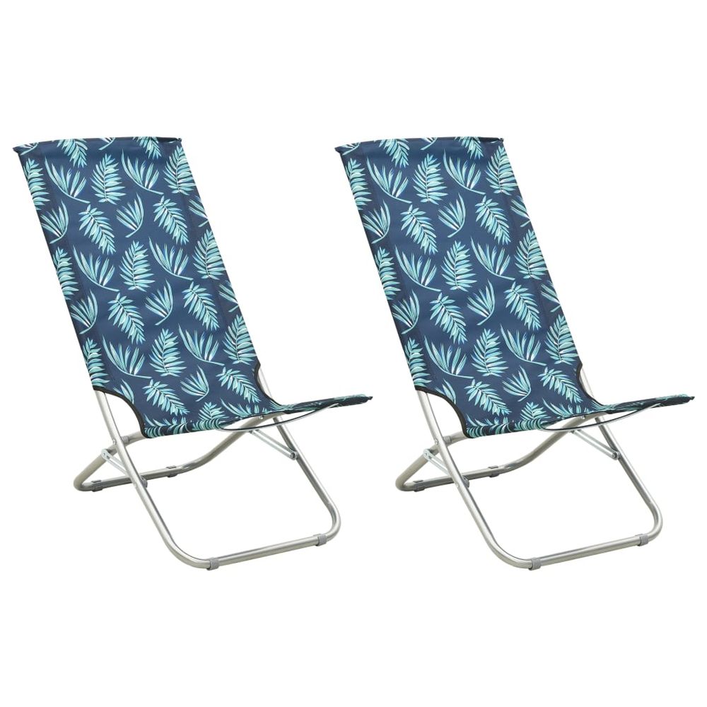 Folding Beach Chairs 2 pcs Blue Fabric - anydaydirect