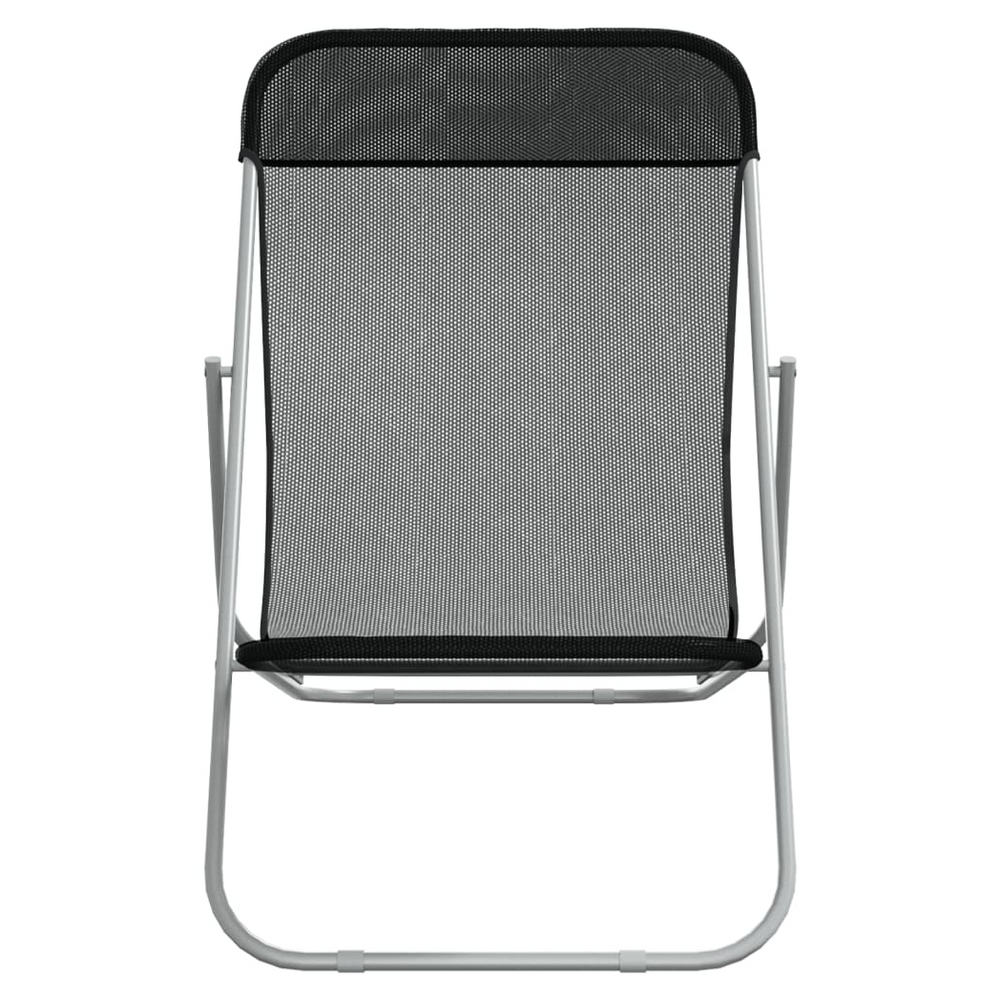 vidaXL Folding Beach Chairs 2 pcs Black Textilene&Powder-coated Steel - anydaydirect