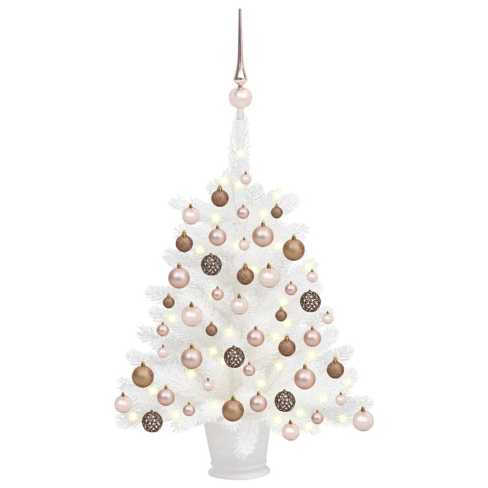 Artificial Christmas Tree with LEDs&Ball Set White 65 cm to 240cm - anydaydirect