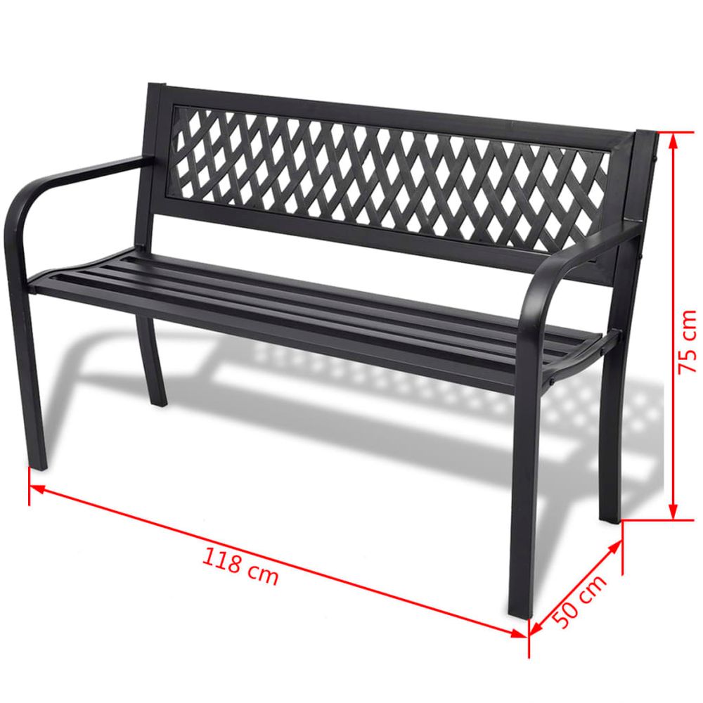 Garden Bench 118 cm Steel Black - anydaydirect