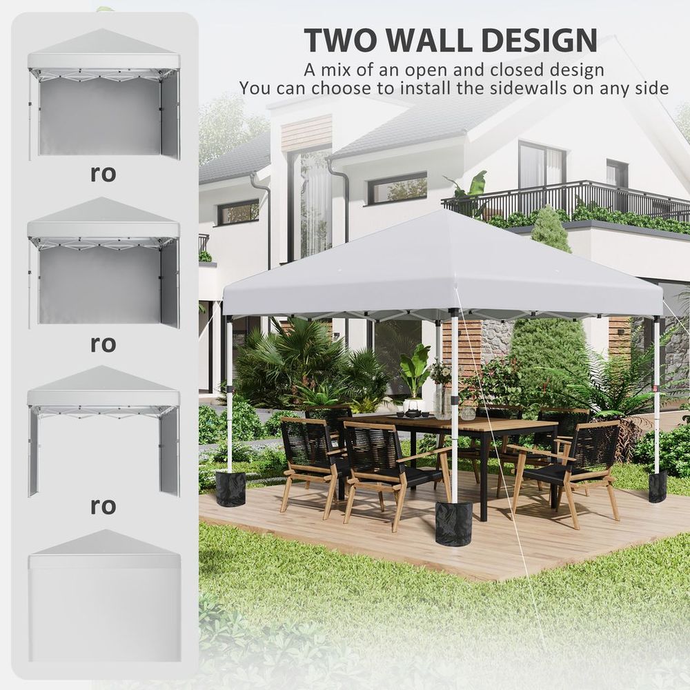 3 x 3 (M) Pop Up Gazebo Event Shelter with 2 Sidewalls, Weight Bags, White - anydaydirect