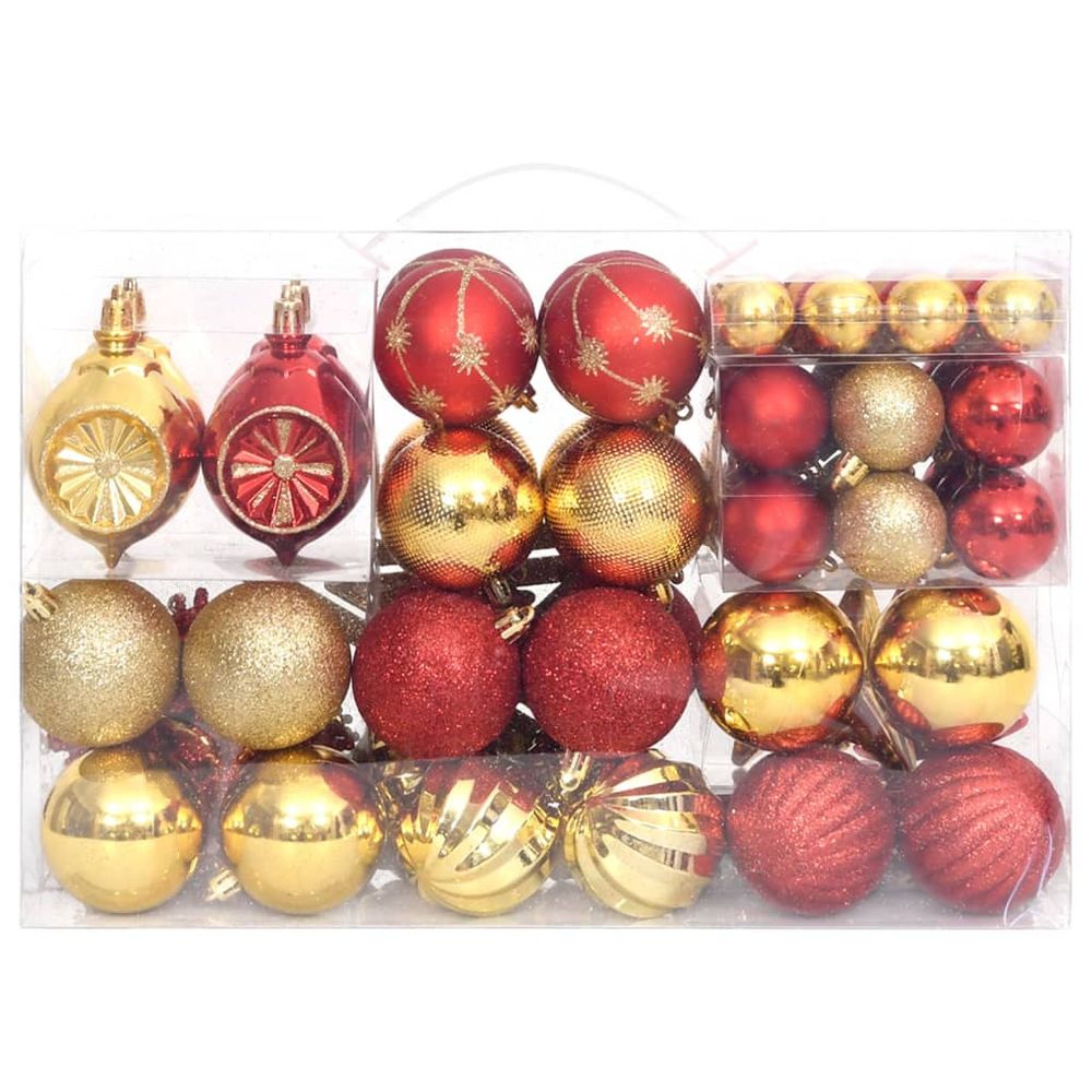 108 Piece Christmas Bauble Set Gold and Red - anydaydirect