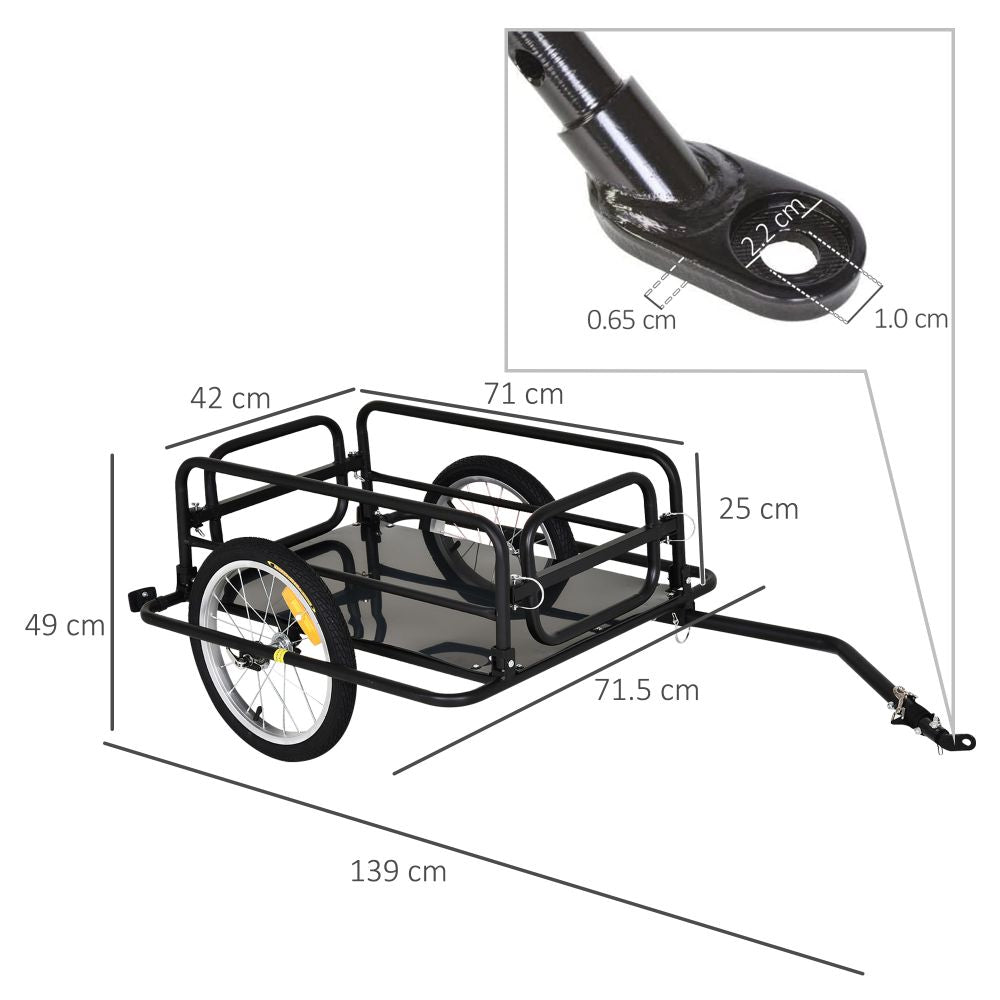 Bicycle Cargo Trailer with Folding Frame Extra Bicycle Storage Carrier W/Hitch-Black - anydaydirect