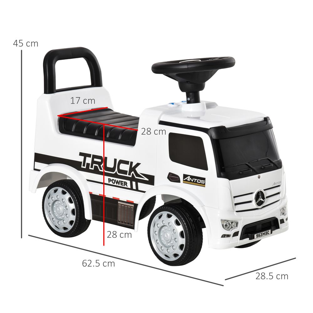 3-in-1 Ride On Car Kids Mercedes Truck Storage for 12 - 36 Months White - anydaydirect